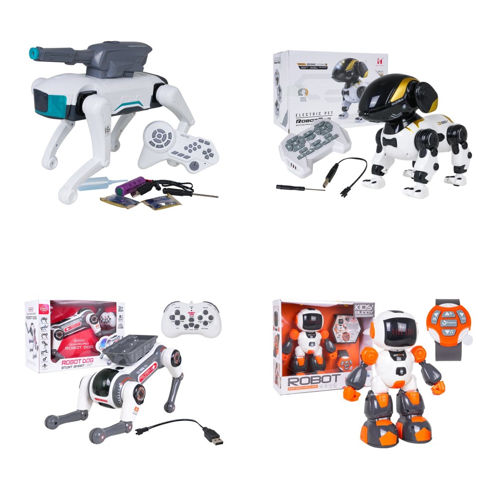 Lot 4 Robots — Les 3 Chiens Robots + Buddy à Montre